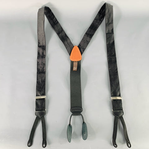 TRAFALGAR Black Satin Leather Suspenders
