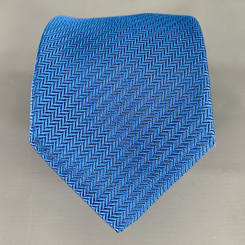 PINK Blue Herringbone Silk Tie
