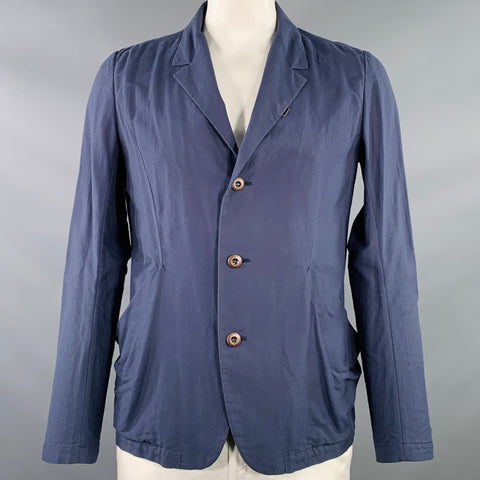 ATTACHMENT Size L Blue Cotton Nylon Single Breasted Unstructured Blazer Jacket