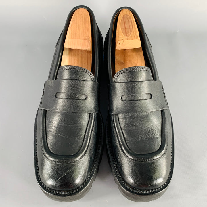 DRIES VAN NOTEN Size 10 Black Leather Penny Loafers