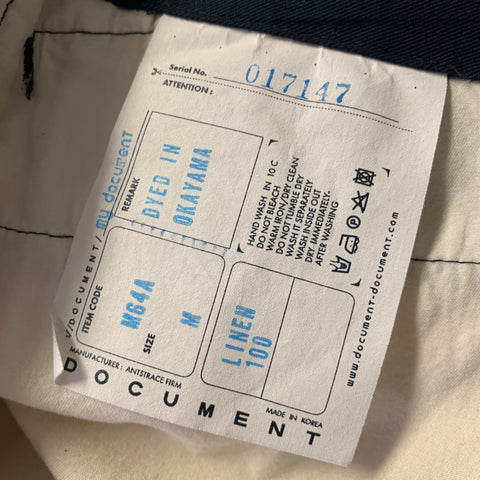 DOCUMENT Size M Navy Linen Shorts