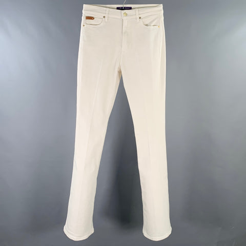 RALPH LAUREN Size 29 White Twill Cotton Blend Bootcut Five Pockets Jeans