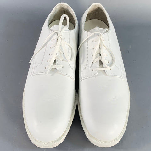 COMME des GARCONS Size 6.5 White Leather Lace-Up Shoes