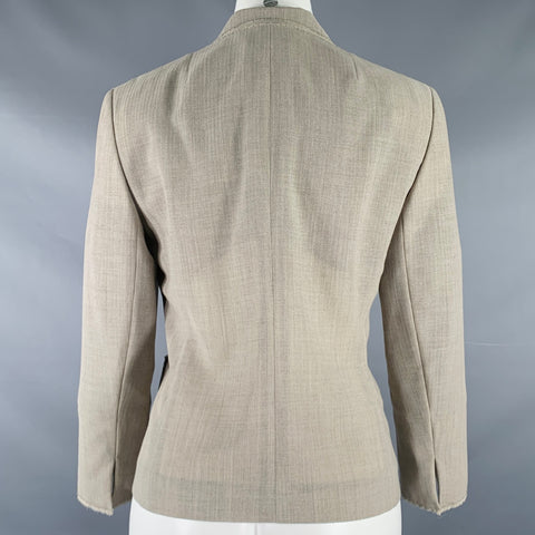 AKRIS Size 8 Grey Taupe Viscose Herringbone Raw Edge  Blazer