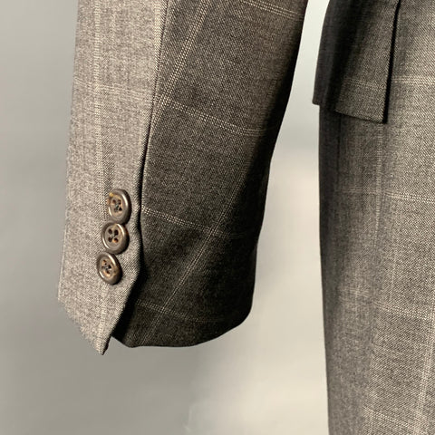 POLO by RALPH LAUREN Size 40 Regular Grey White Checkered Virgin Wool 3 Piece Suit