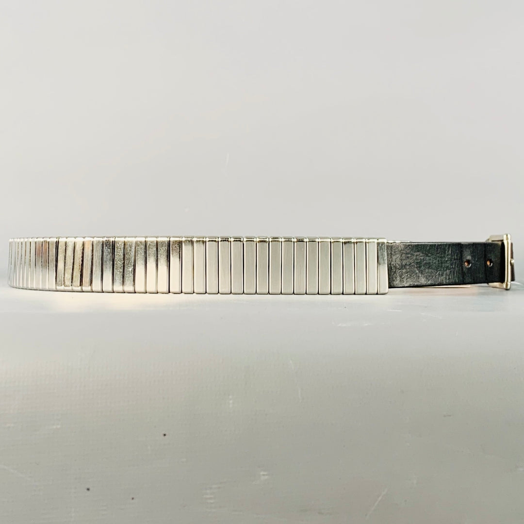 VIKTOR & ROLF Size 34 Silver Black Metal Leather Belt