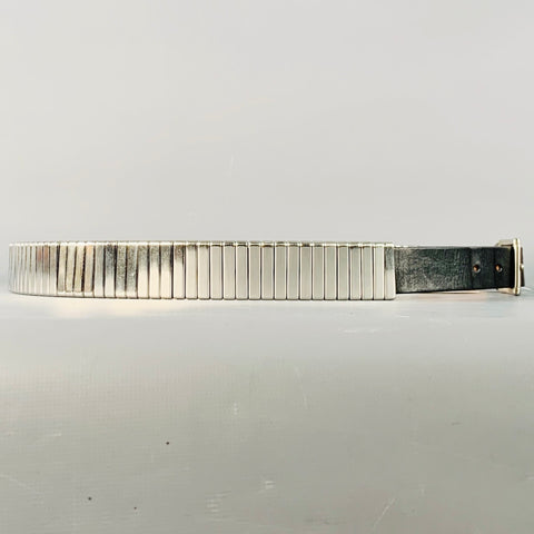 VIKTOR & ROLF Size 34 Silver Black Metal Leather Belt