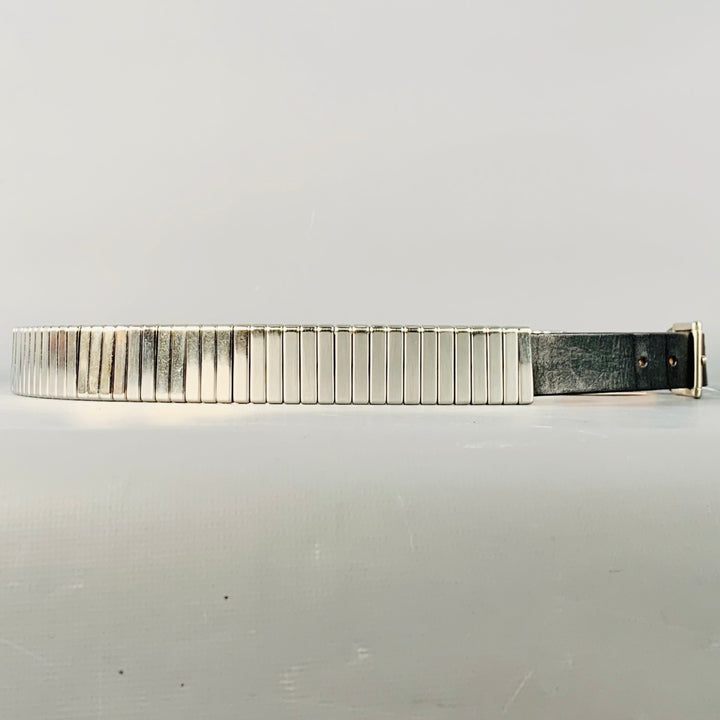 VIKTOR & ROLF Size 34 Silver Black Metal Leather Belt