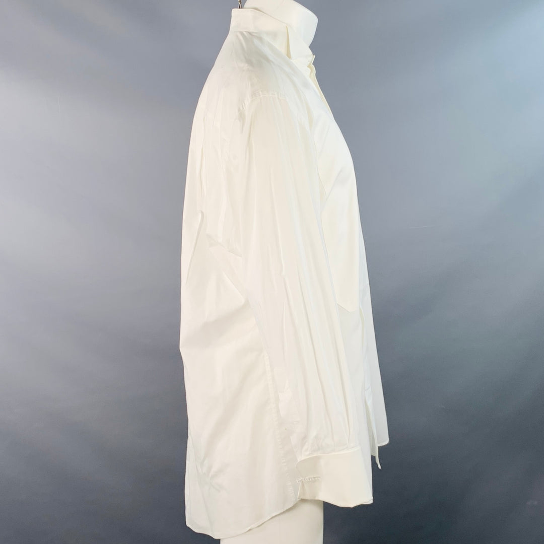 ERMENEGILDO ZEGNA Size S Cream Textured Wingtip French Cuff Tuxedo Long Sleeve Shirt