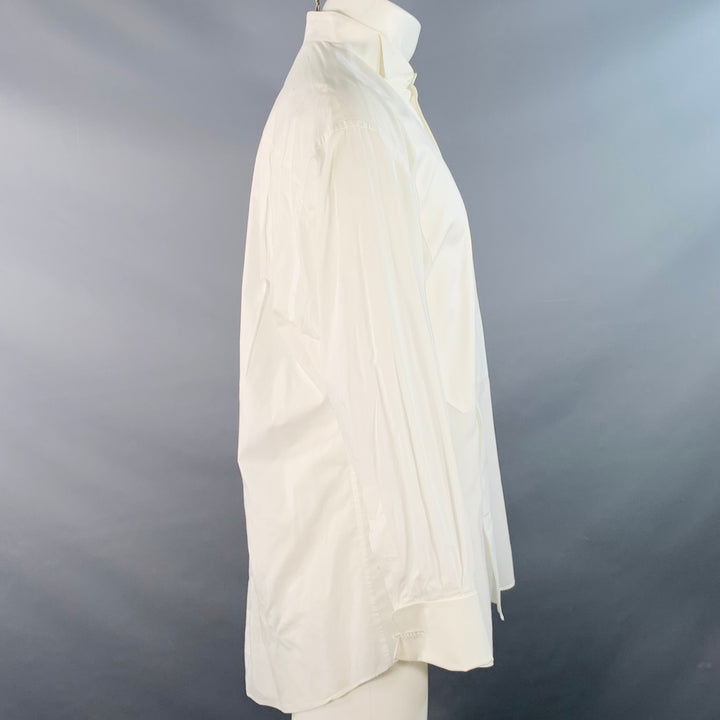 ERMENEGILDO ZEGNA Size S Cream Textured Wingtip French Cuff Tuxedo Long Sleeve Shirt