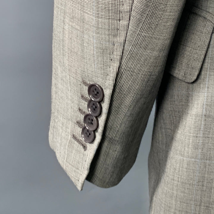 ASTOR & BLACK Size 44 Grey White Glenplaid Sport Coat Vest Set