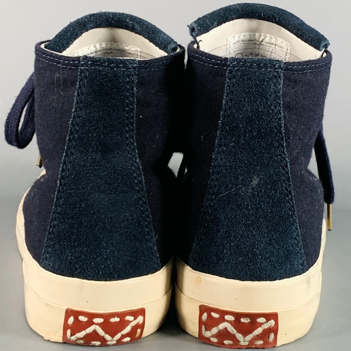 VISVIM Size 8 Skagway Navy Off White Canvas High Top Lace-Up Sneakers