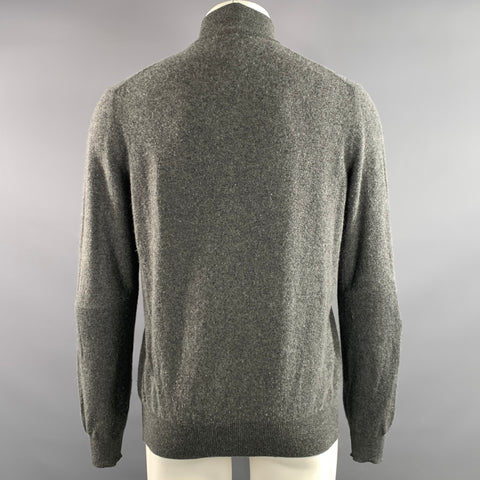 LORO PIANA Size M Grey Knit Cashmere 1/4 Zip Sweater