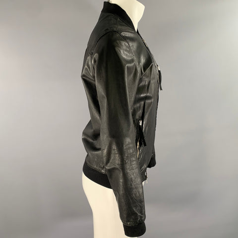 ALLSAINTS Size S Black Leather Bomber Jacket