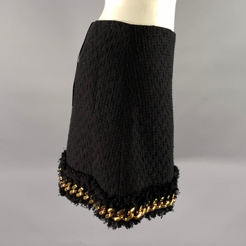 VERSACE Size 2 Black Gold Cotton Chain Mini Skirt