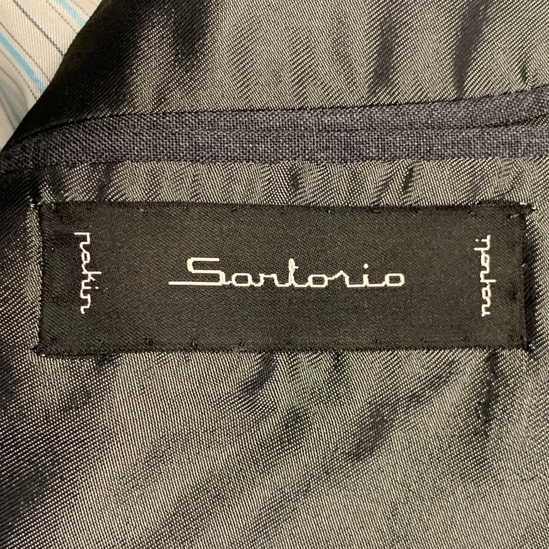 SARTORIO Size 44 Regular Grey Pinstripe Wool Notch Lapel Suit