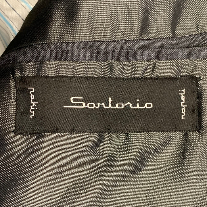 SARTORIO Size 44 Regular Grey Pinstripe Wool Notch Lapel Suit