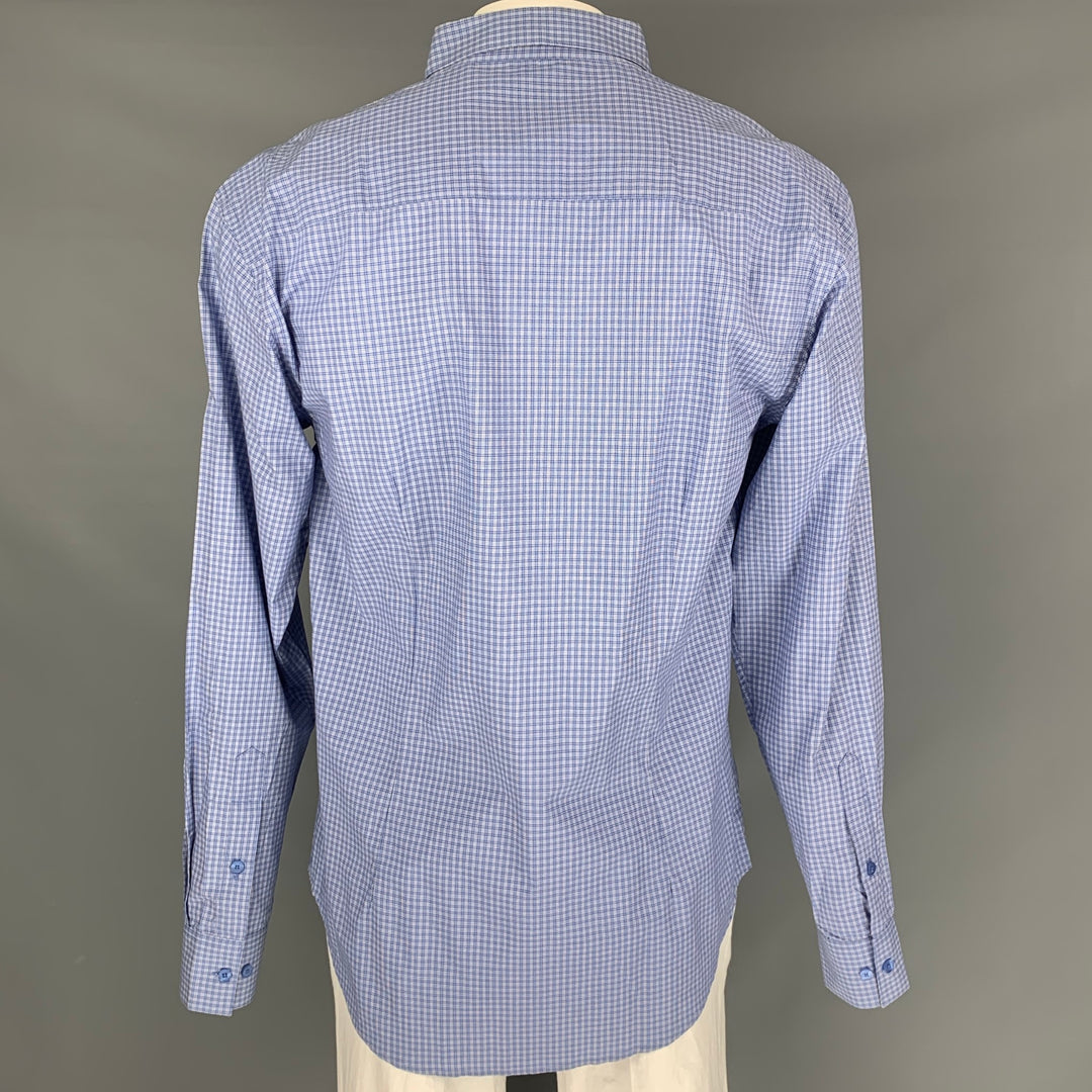 SERGIO DAVILA Size XXL Blue Plaid Cotton Button Up Long Sleeve Shirt