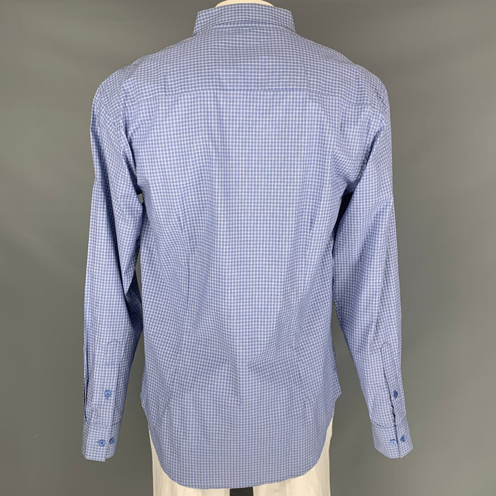 SERGIO DAVILA Size XXL Blue Plaid Cotton Button Up Long Sleeve Shirt