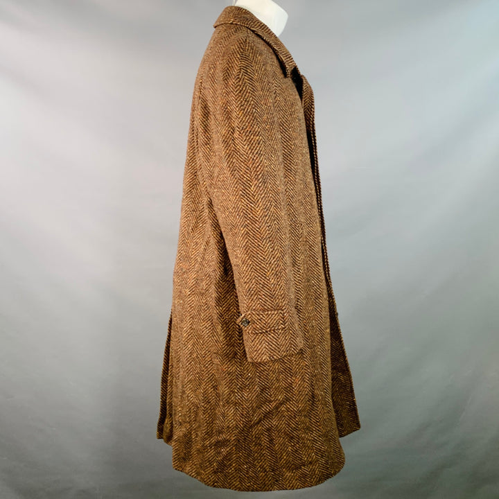AIME LEON DORE Size M Brown Beige Herringbone Wool Hidden Buttons Raglan Coat