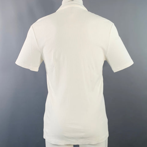 REISS Size M Butler White Ribbed Cotton Camp Short Sleeve Shirt