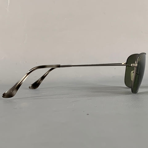 RAY-BAN Chromance Silver Metal Polarized Square Aviator Sunglasses