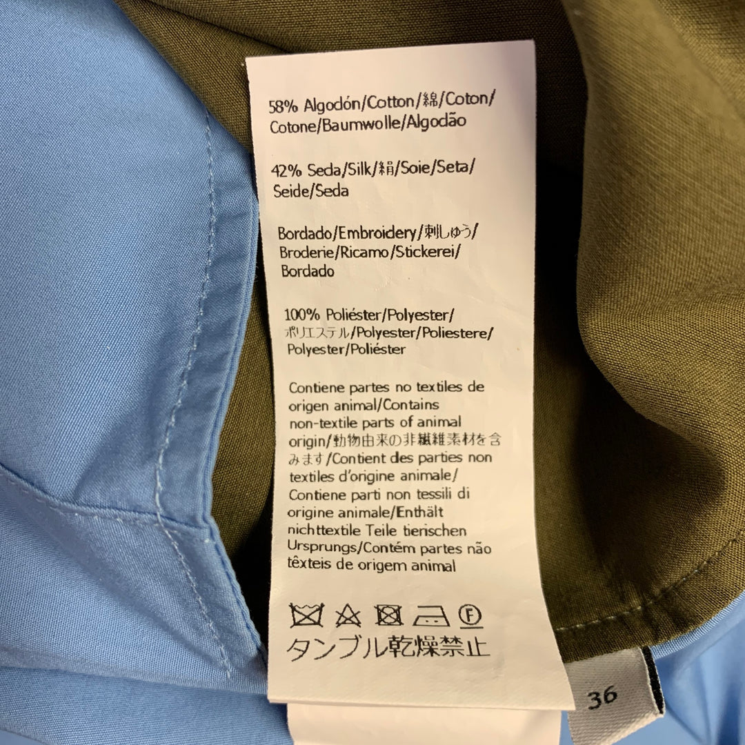 LOEWE Size 4 Blue Olive Cotton Mixed Fabrics Shirt Dress