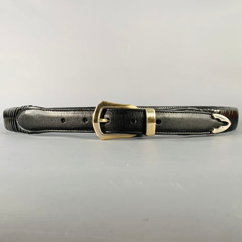 VINTAGE Size 38 Black Woven Leather Belt