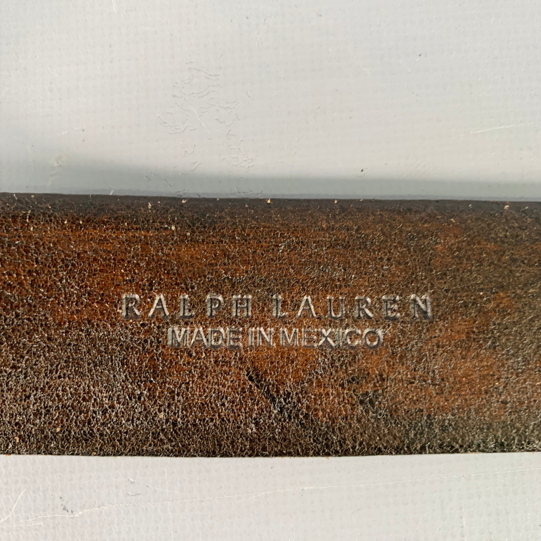 RALPH LAUREN Size M Brown Western Embossed Floral Leather Belt