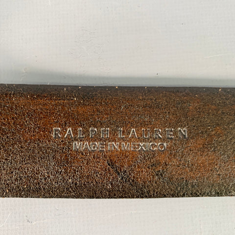 RALPH LAUREN Size M Brown Western Embossed Floral Leather Belt