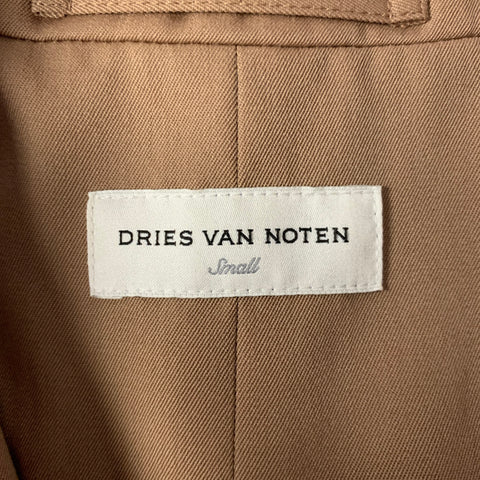 DRIES VAN NOTEN Size S Khaki Wool Notch Lapel Sport Coat