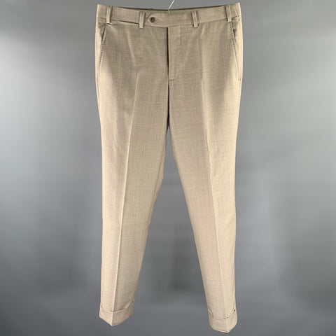 ATELIER MUNRO Size 32 Khaki Wool Slim Fit Dress Pants