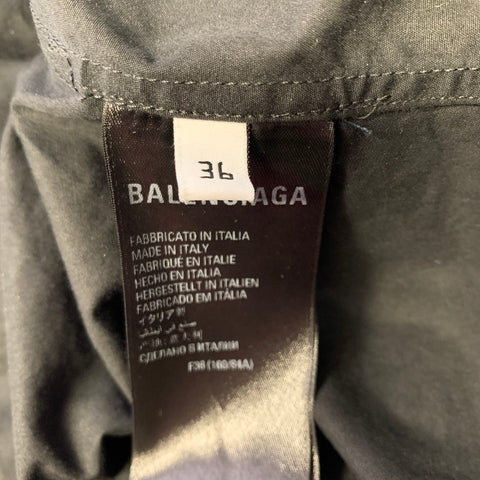 BALENCIAGA Size M Black Cotton Wrap Shirt