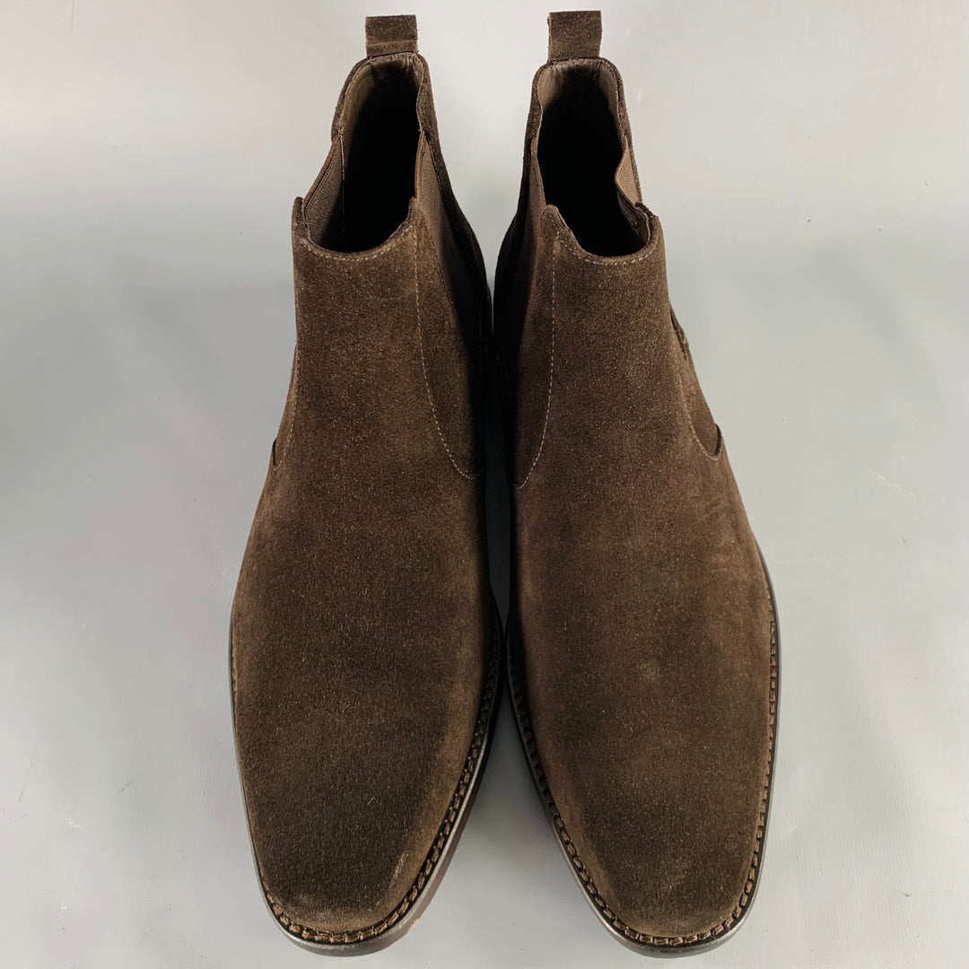 CALVIN KLEIN Size 9.5 -Miller- Brown Suede Pull On Chelsea Boots