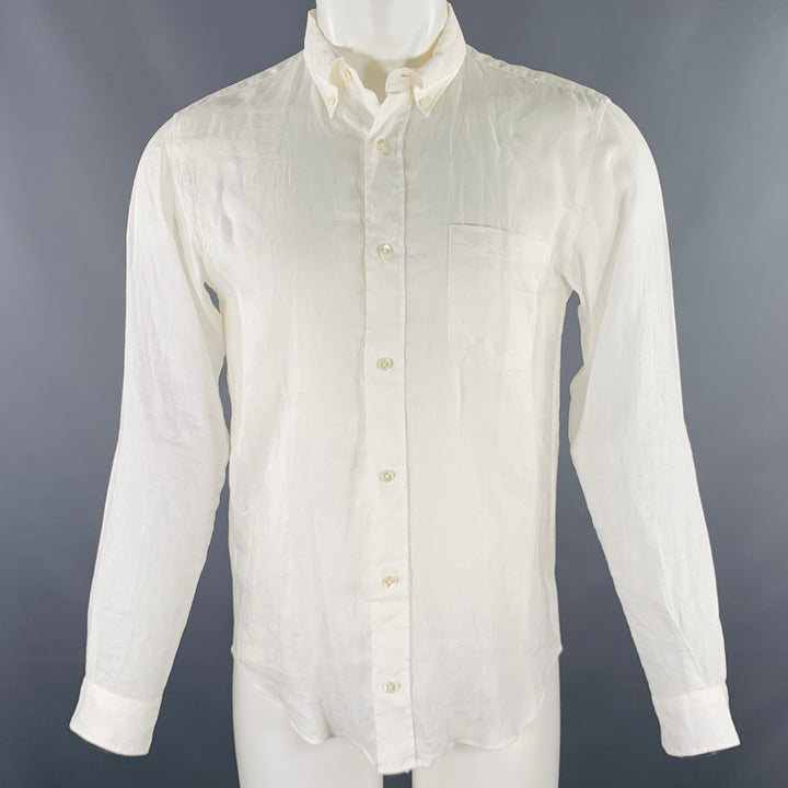 JOURNAL STANDARD Size S White Linen One Pocket Long Sleeve Shirt