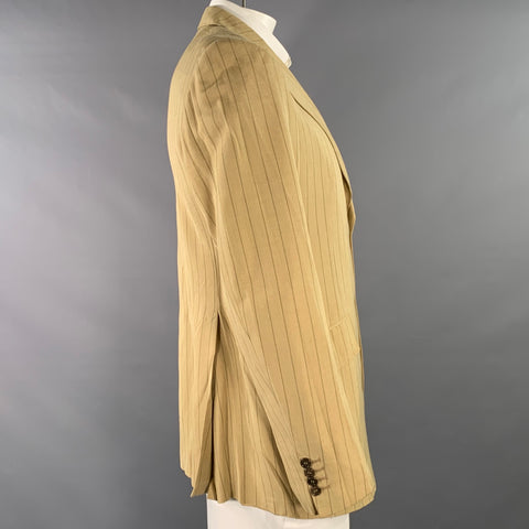 PRADA Size 44 Regular Tan Brown Pinstripe Viscose Linen Sport Coat