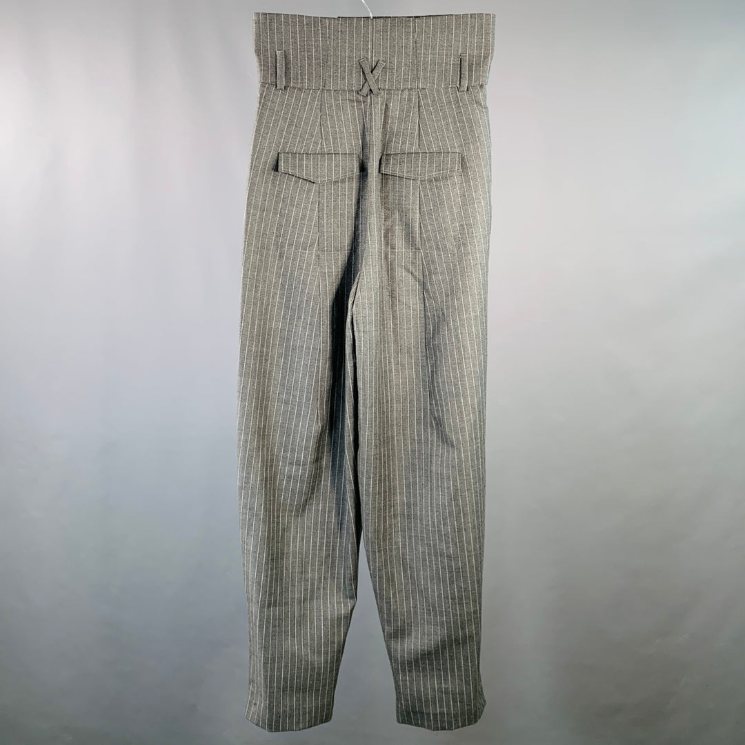 HAIDER ACKERMANN Size 32 Grey White Stripe Wool High Waisted Casual Pants
