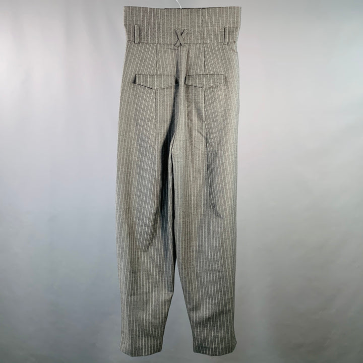HAIDER ACKERMANN Size 32 Grey White Stripe Wool High Waisted Casual Pants