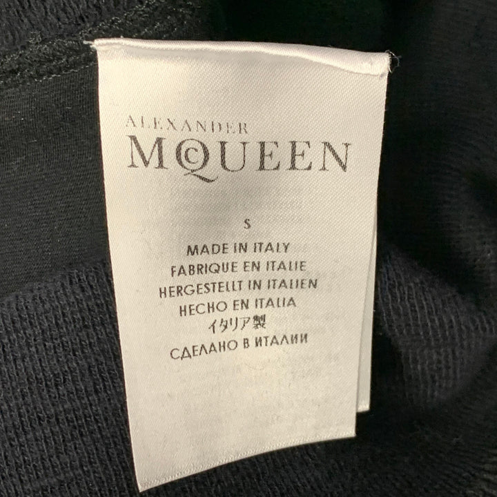 ALEXANDER MCQUEEN Size S Black White Plaid Cotton Blend Crew Neck Pullover
