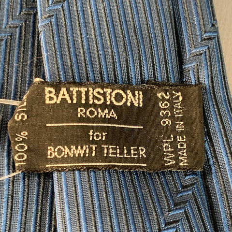 BATTISTONI One Size Black Blue Stripe Silk Tie