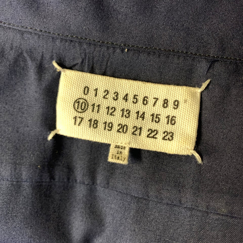 MAISON MARGIELA SS2021 Size L Navy Viscose Button Up Short Sleeve Shirt
