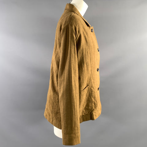 HYE SUN MUN Size S Brown Linen & Cotton Fisherman Coat