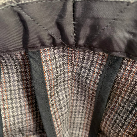 LANVIN Size 32 Grey Black Burgundy Plaid Wool Ankle Zip Flat Front Dress Pants