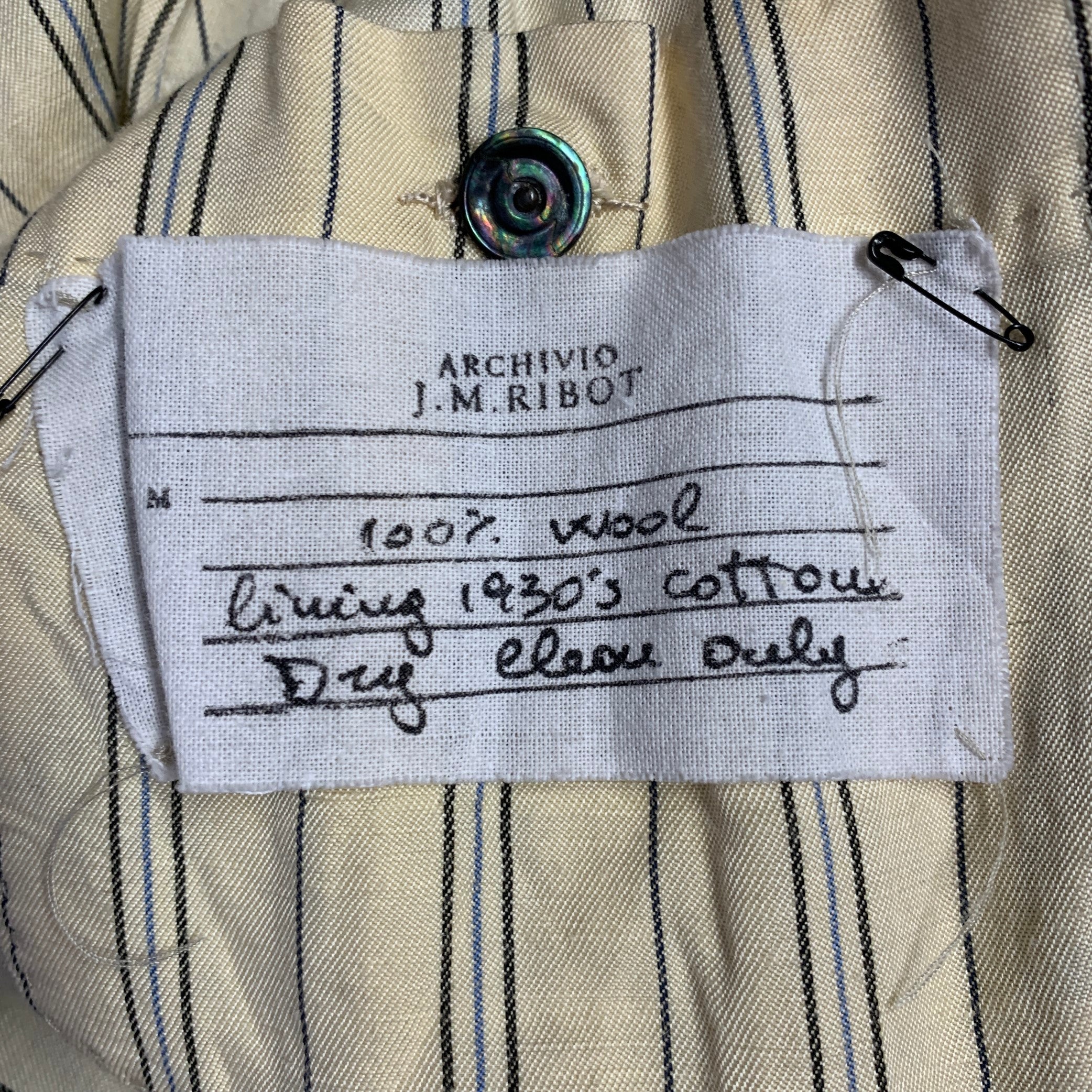 ARCHIVIO J.M.RIBOT Size M Black Wool Twill Single Breasted