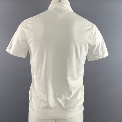 THEORY Size S White Solid Spread Collar Polo