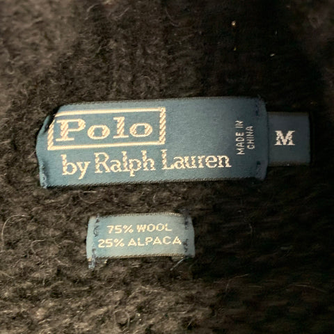 Polo Ralph Lauren Pull nordique en laine et alpaga noir, rouge et blanc – Taille M