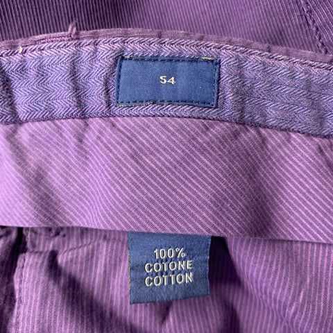 INCOTEX Size 36 Purple Cotton Flat Front Casual Pants
