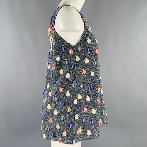 MARCO do VICENZO Size 4 Blue Multi Color Polyester Embellishment Casual Top