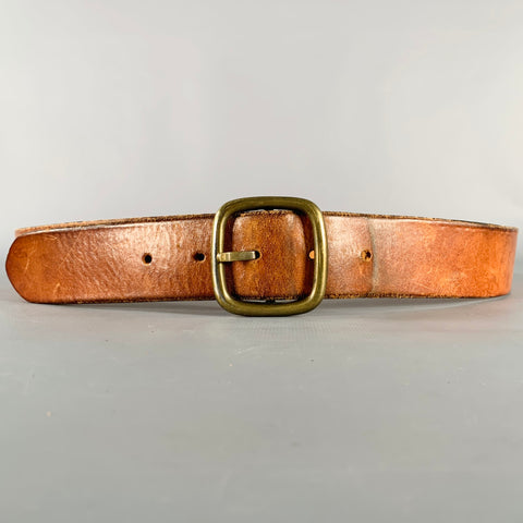 Ceinture vintage en cuir marron et doré, taille 38