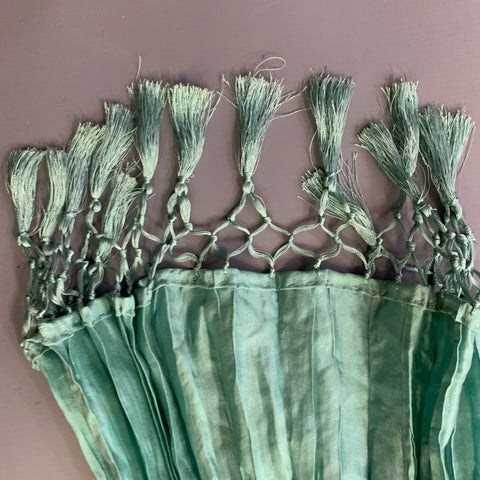 Écharpe plissée froissée à franges bleu VINTAGE